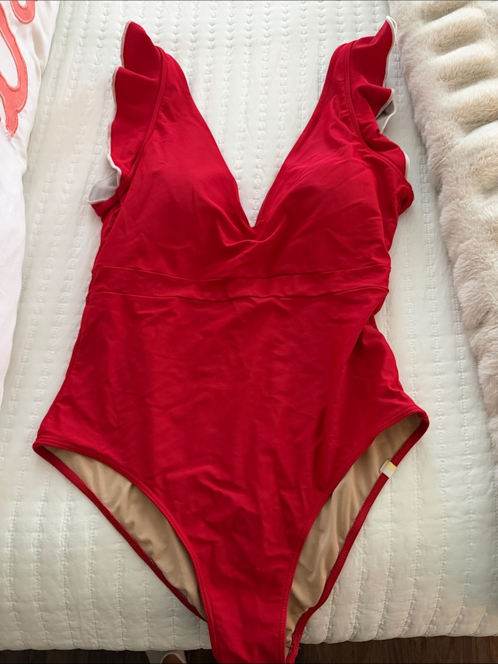 Summersalt Red One Piece with Ruffle Sleeves